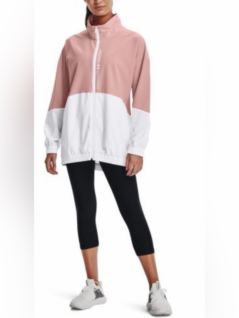 Under Armour UA Storm Oversized Windbreaker Water Repellent Jacket Pink White M